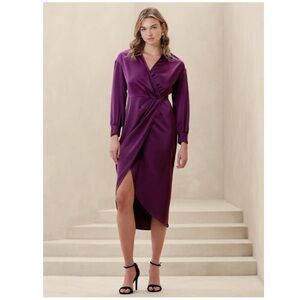 NWT Banana Republic Purple Satin Wrap Dress